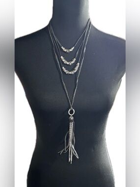 Shyanne Black and Silver Multi-Layer Necklace